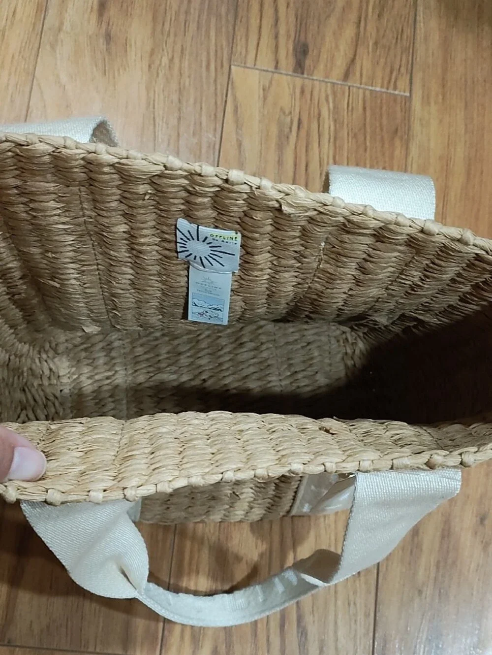 Offline by aerie Natural Woven Straw Tote with Cream Logo Straps